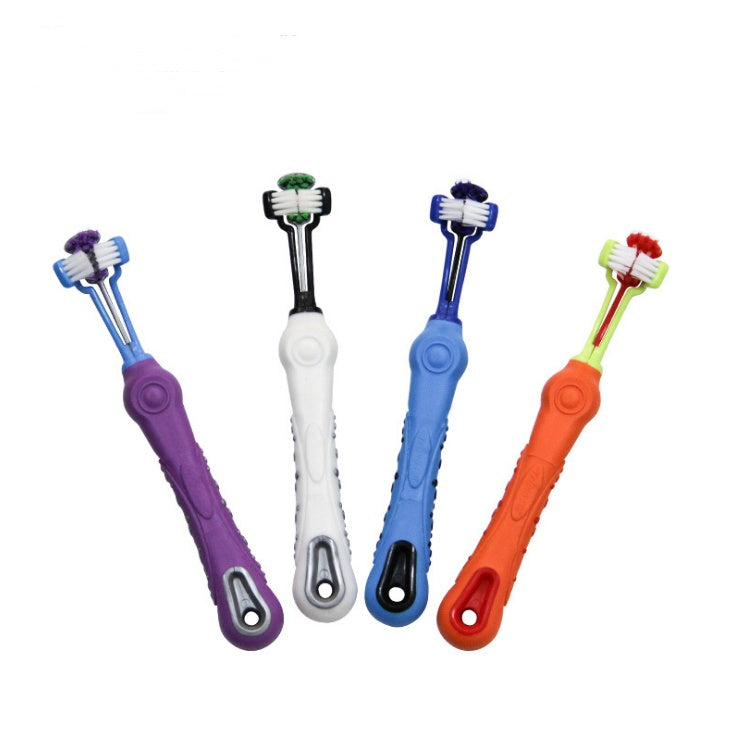 🦷 Three-Sided Pet Toothbrush – Dog Teeth Cleaning for Tartar & Bad Breath 🐶🐱