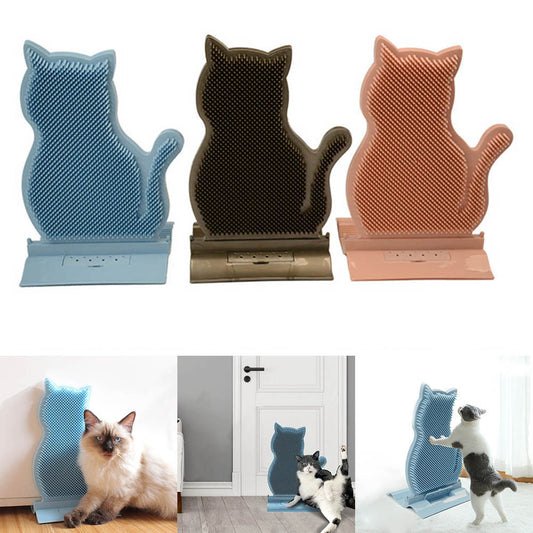 Cat Self Massage Brush with Catnip – Wall Corner Grooming Toy & Hair Removal Comb
