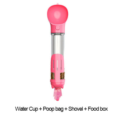 🐶 3-in-1 Portable Dog Water Bottle – 300/500ml Travel Food Feeder & Poop Bag Dispenser 🐾