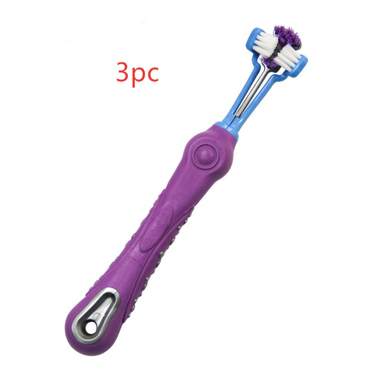 🦷 Three-Sided Pet Toothbrush – Dog Teeth Cleaning for Tartar & Bad Breath 🐶🐱