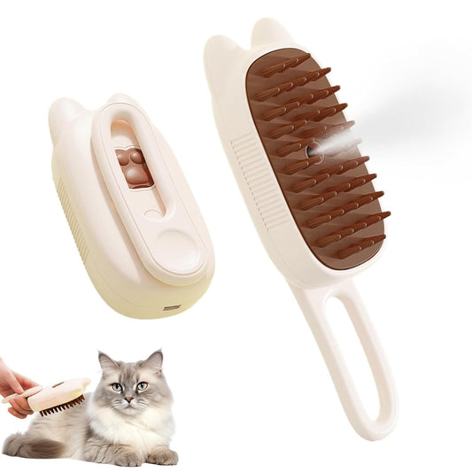 3-in-1 Pet Steam Brush – Shedding, Massage & Grooming Tool for Dogs & Cats