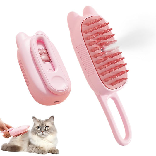 3-in-1 Pet Steam Brush – Shedding, Massage & Grooming Tool for Dogs & Cats