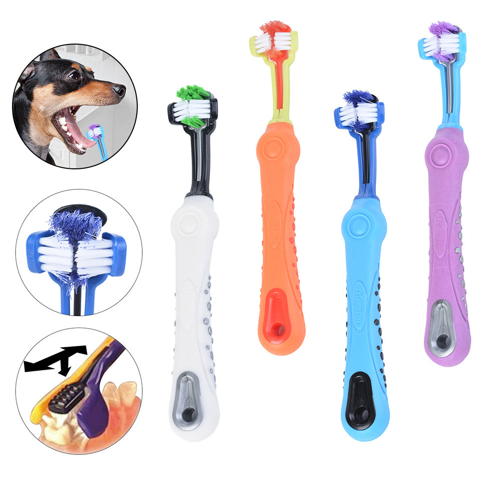 🦷 Three-Sided Pet Toothbrush – Dog Teeth Cleaning for Tartar & Bad Breath 🐶🐱