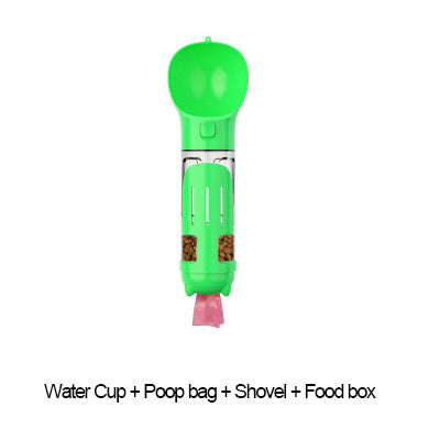 🐶 3-in-1 Portable Dog Water Bottle – 300/500ml Travel Food Feeder & Poop Bag Dispenser 🐾