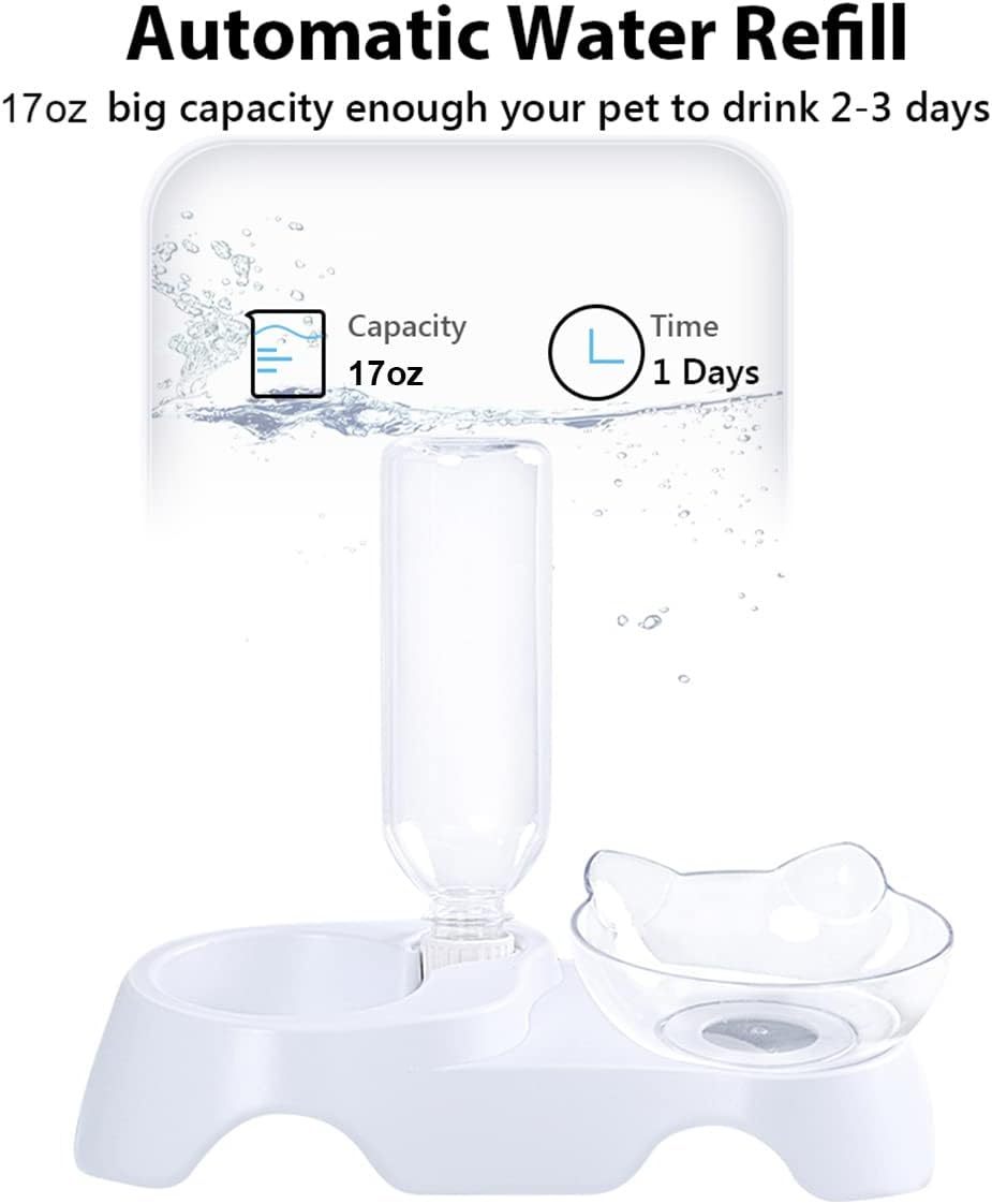 🍽️ Double Pet Bowls – Tilted Water & Food Bowl Set with Automatic Waterer for Dogs & Cats 🐶🐱