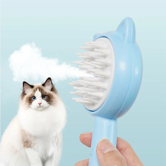 Hair Cleaning Brush with Mist – Rechargeable Self-Cleaning Cat & Dog Grooming Brush