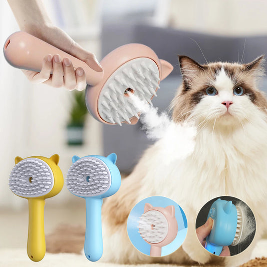 Hair Cleaning Brush with Mist – Rechargeable Self-Cleaning Cat & Dog Grooming Brush