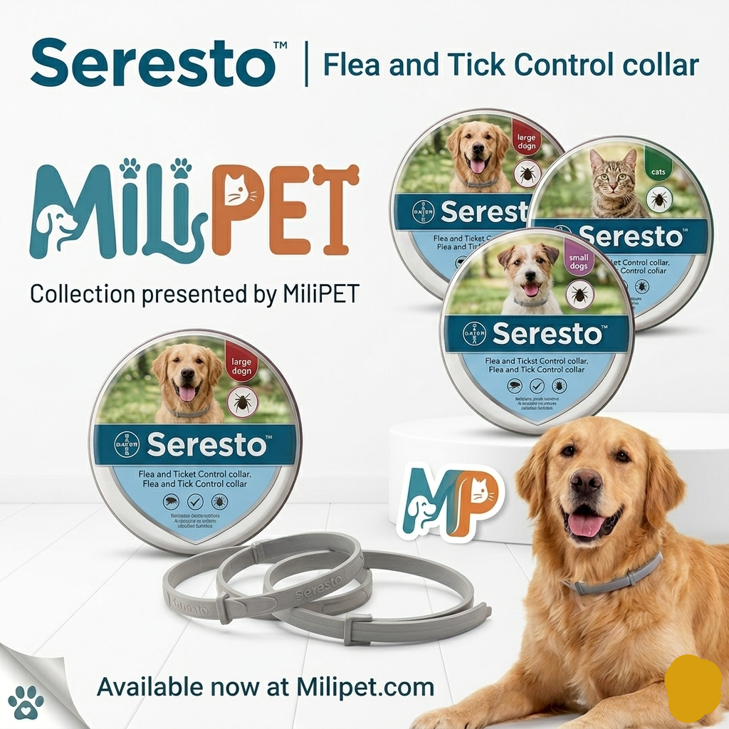 Authentic Seresto 8-month flea and tick prevention collar collection for dogs and cats by MiliPET