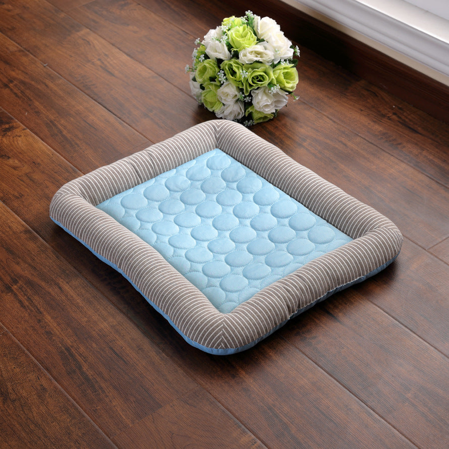 Milipet Ice Silk Pet Cooling Mat - Breathable Striped Summer Bed