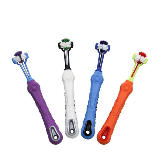 🦷 Three-Sided Pet Toothbrush – Dog Teeth Cleaning for Tartar & Bad Breath 🐶🐱