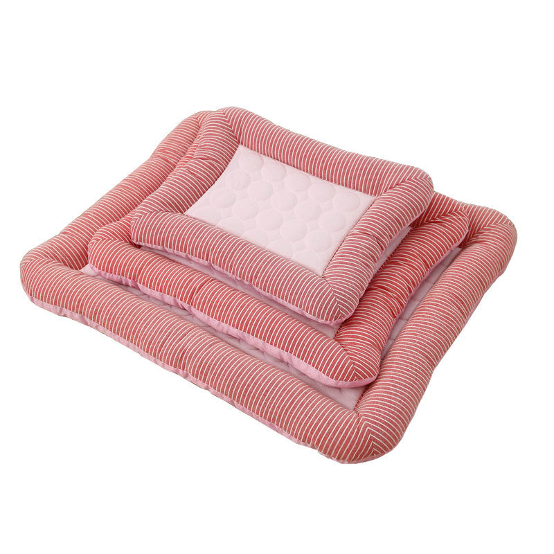 Milipet Ice Silk Pet Cooling Mat - Breathable Striped Summer Bed