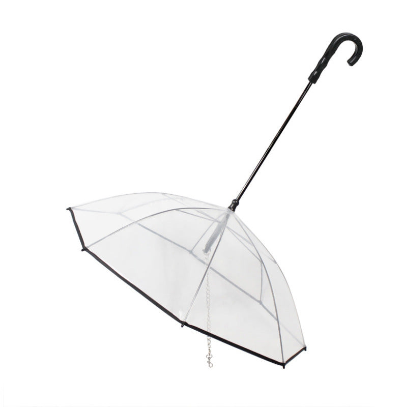 ☔ Dog Umbrella with Leash – Transparent Pet Umbrella with Removable Traction Chain 🐾