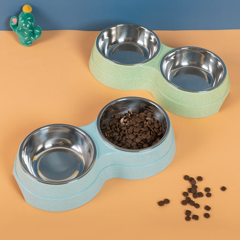 🥣 Double Pet Bowls – Stainless Steel Food & Water Feeder for Dogs, Cats & Puppies 🐾