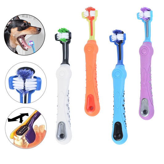 🦷 Three-Sided Pet Toothbrush – Dog Teeth Cleaning for Tartar & Bad Breath 🐶🐱