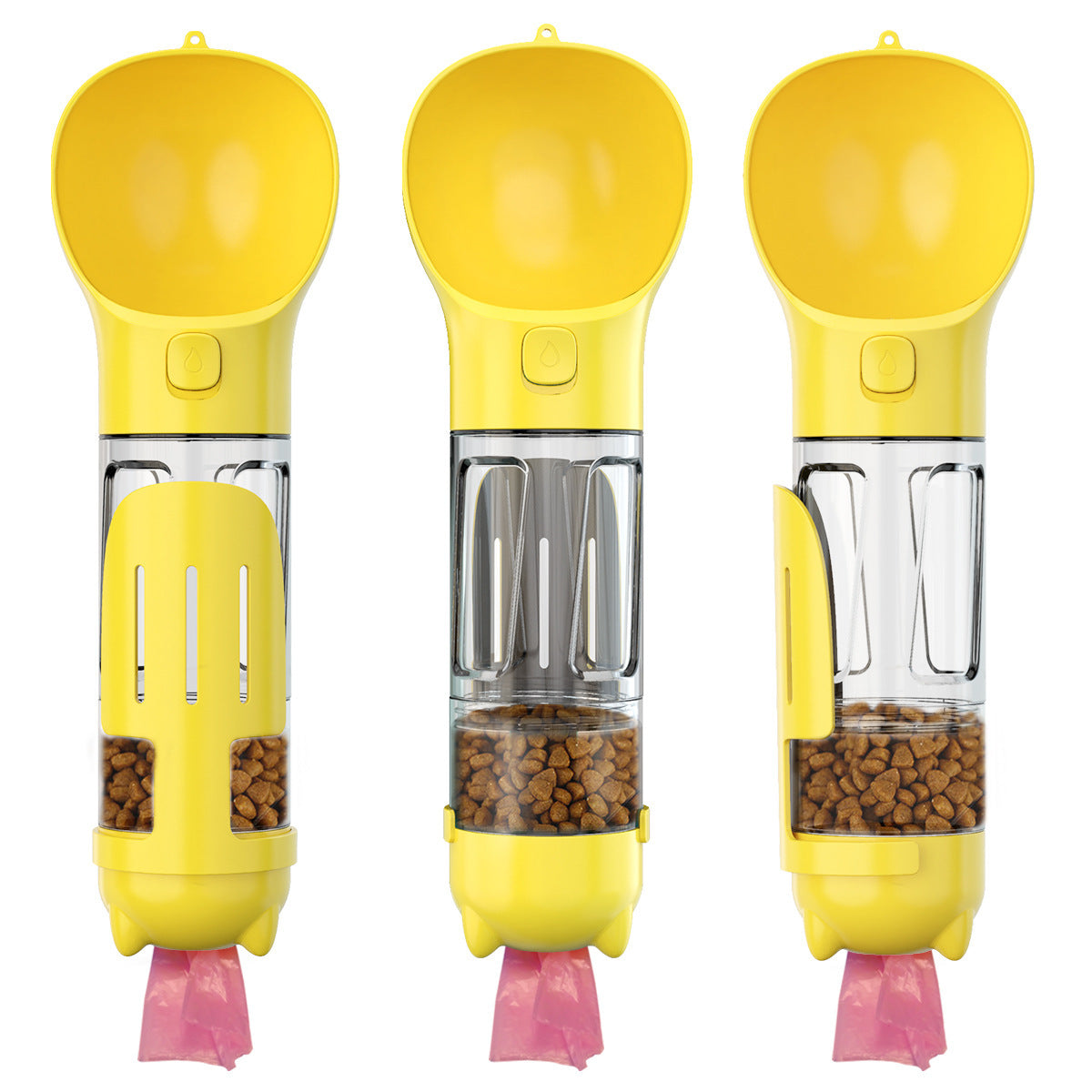 🐶 3-in-1 Portable Dog Water Bottle – 300/500ml Travel Food Feeder & Poop Bag Dispenser 🐾
