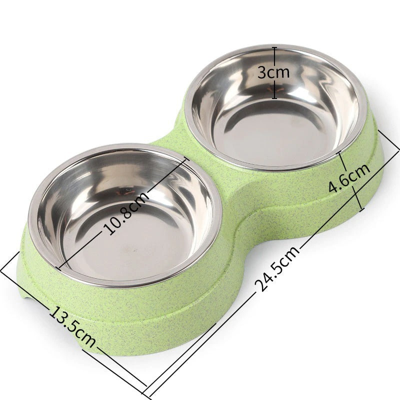 🥣 Double Pet Bowls – Stainless Steel Food & Water Feeder for Dogs, Cats & Puppies 🐾