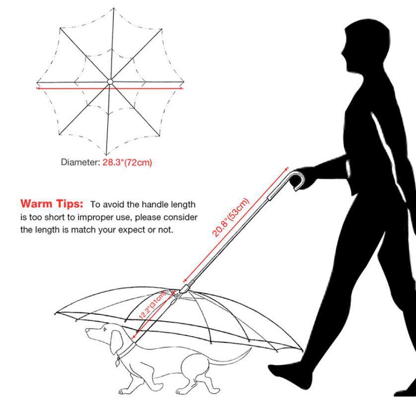 ☔ Dog Umbrella with Leash – Transparent Pet Umbrella with Removable Traction Chain 🐾