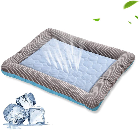 Milipet Ice Silk Pet Cooling Mat - Breathable Striped Summer Bed