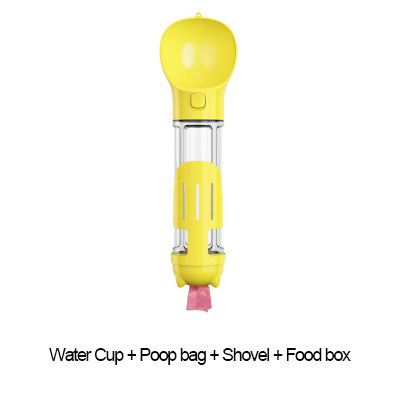 🐶 3-in-1 Portable Dog Water Bottle – 300/500ml Travel Food Feeder & Poop Bag Dispenser 🐾