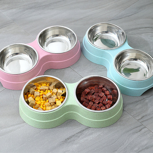 🥣 Double Pet Bowls – Stainless Steel Food & Water Feeder for Dogs, Cats & Puppies 🐾