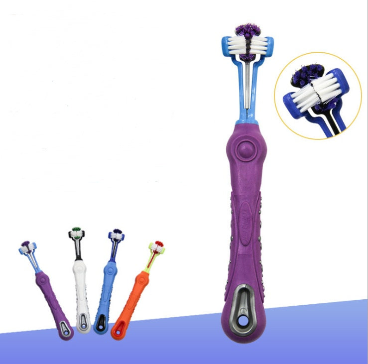 🦷 Three-Sided Pet Toothbrush – Dog Teeth Cleaning for Tartar & Bad Breath 🐶🐱