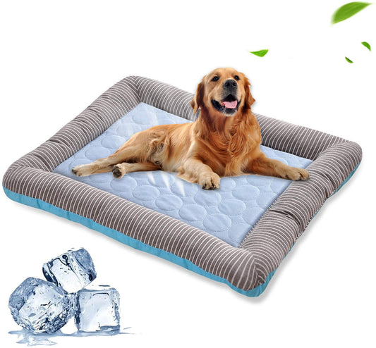 Milipet Ice Silk Pet Cooling Mat - Breathable Striped Summer Bed