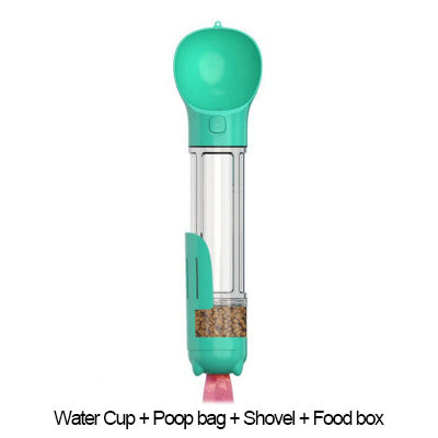 🐶 3-in-1 Portable Dog Water Bottle – 300/500ml Travel Food Feeder & Poop Bag Dispenser 🐾
