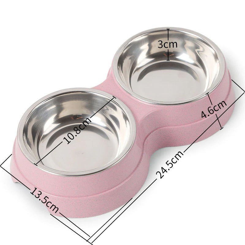 🥣 Double Pet Bowls – Stainless Steel Food & Water Feeder for Dogs, Cats & Puppies 🐾