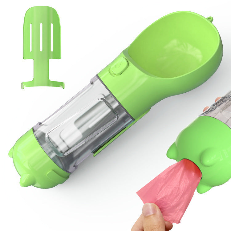 🐶 3-in-1 Portable Dog Water Bottle – 300/500ml Travel Food Feeder & Poop Bag Dispenser 🐾
