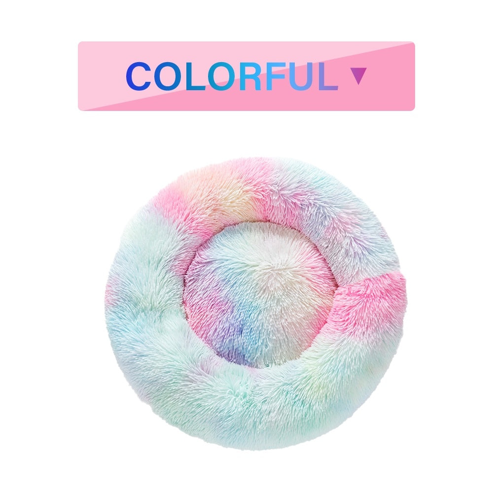 Milipet Calming Donut Pet Bed - Ultra-Soft Long Plush Cushion