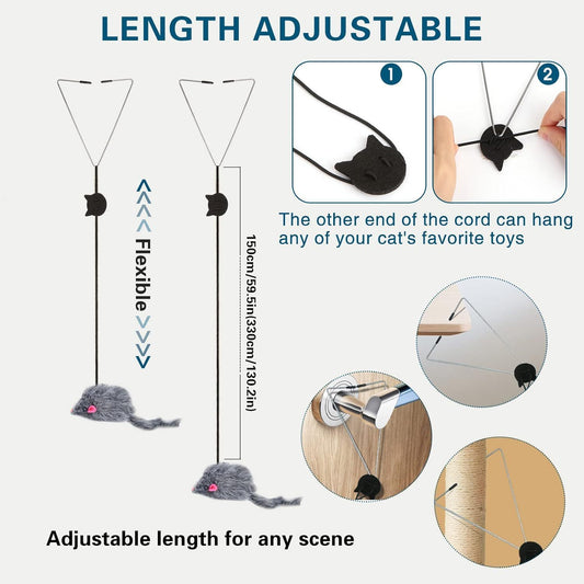 Interactive Cat Feather Toys Retractable Teaser Toy Hanging Interactive Toys For Indoor Cats Kitten Play Chase Exercise Kitten Mental Exercise Toys