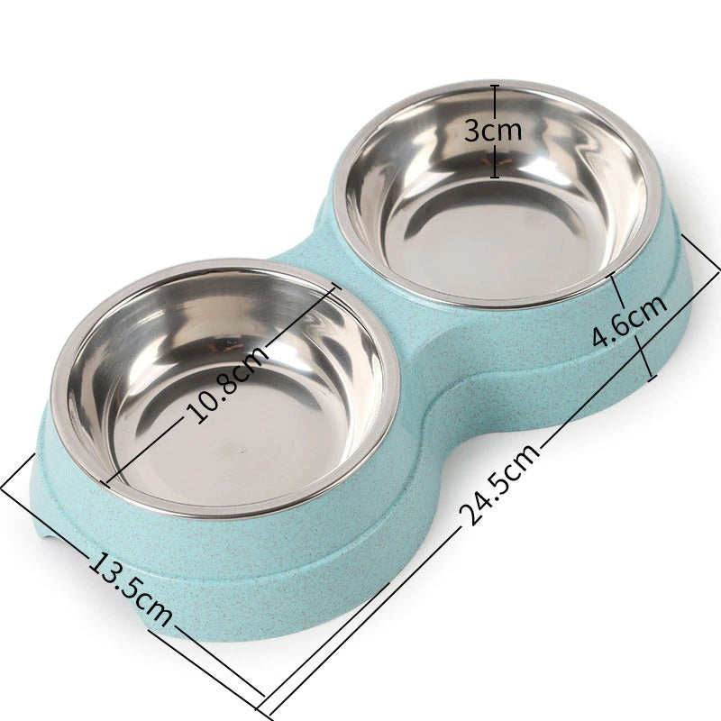 🥣 Double Pet Bowls – Stainless Steel Food & Water Feeder for Dogs, Cats & Puppies 🐾