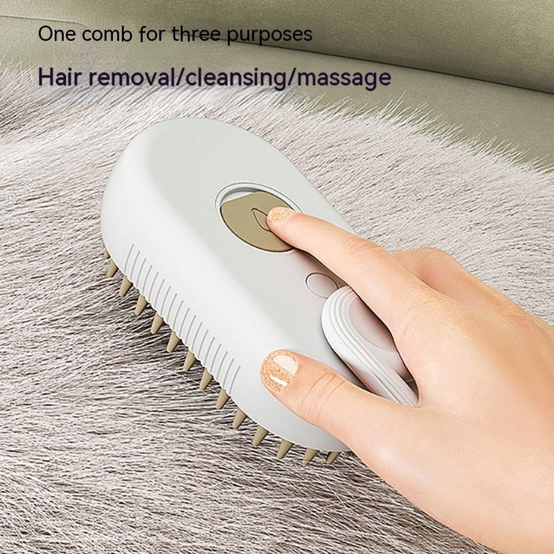 🐾 3-in-1 Electric Steam Pet Brush – Cat & Dog Hair Removal, Massage & Grooming Comb 🐶🐱