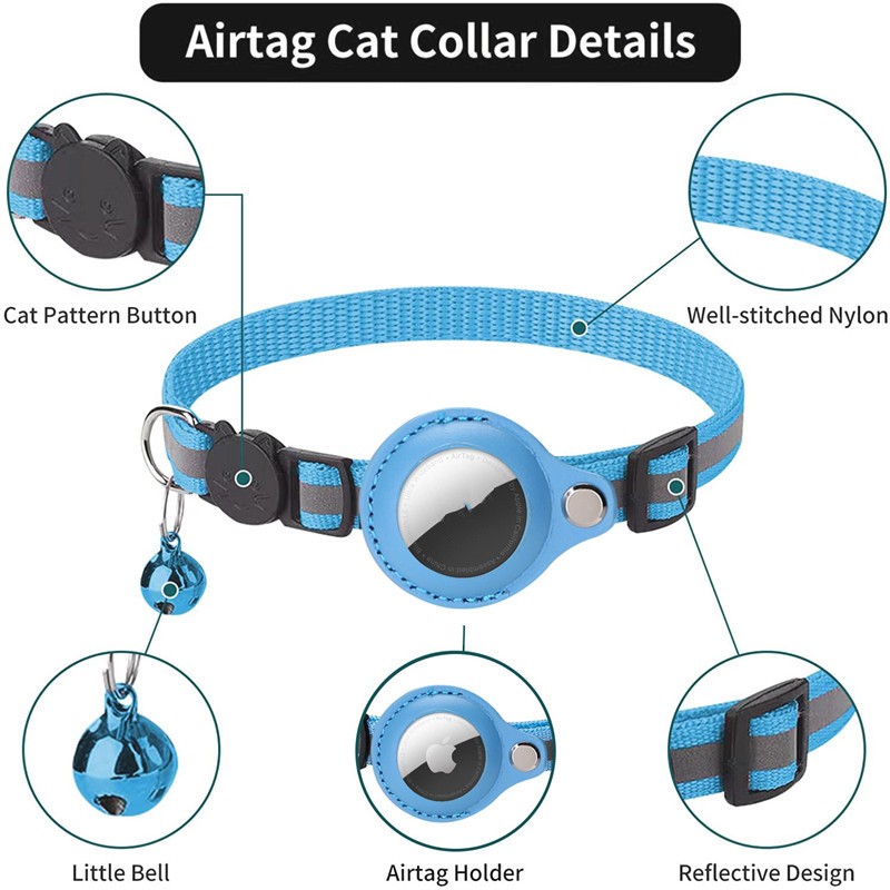 Milipet Reflective AirTag Pet Collar - Adjustable Safety Bell