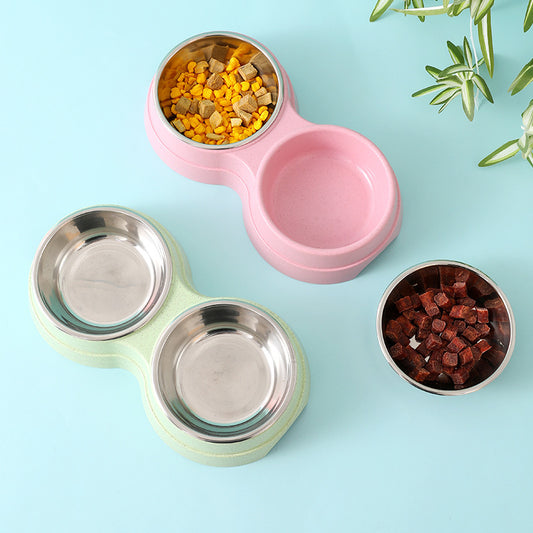 🥣 Double Pet Bowls – Stainless Steel Food & Water Feeder for Dogs, Cats & Puppies 🐾