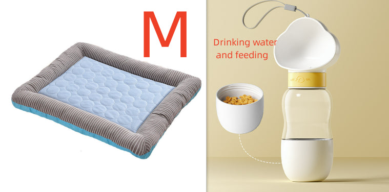 Milipet Ice Silk Pet Cooling Mat - Breathable Striped Summer Bed