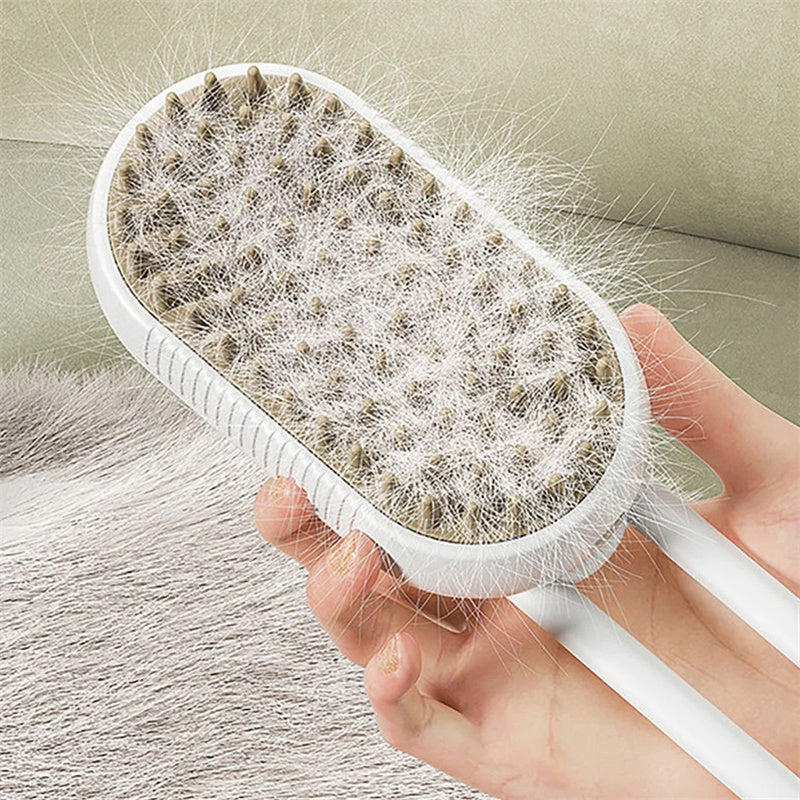 🐾 3-in-1 Electric Steam Pet Brush – Cat & Dog Hair Removal, Massage & Grooming Comb 🐶🐱
